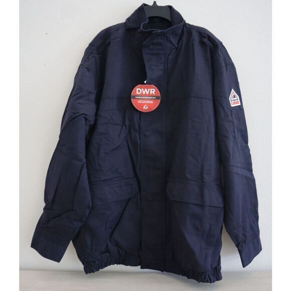 Bulwark JLJ6NV Men's Sz XL Navy DWR Flame Resistant Unlined Bomber Jacket - Picture 1 of 12
